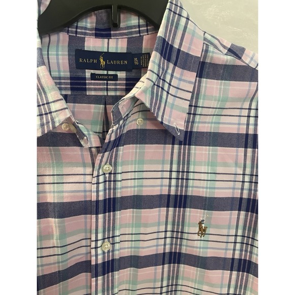 Lauren Ralph Lauren Other - Ralph Lauren Shirt Men's XL Pink And Blue Plaid Classic Fit Flesh Pony Preppy